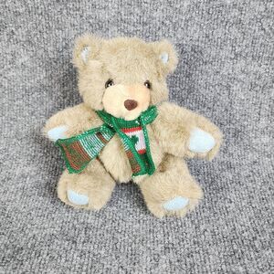 VTG Gibson Greetings Poseable Plush Teddy Bear 1987 Beige w/ Blue Pads Christmas